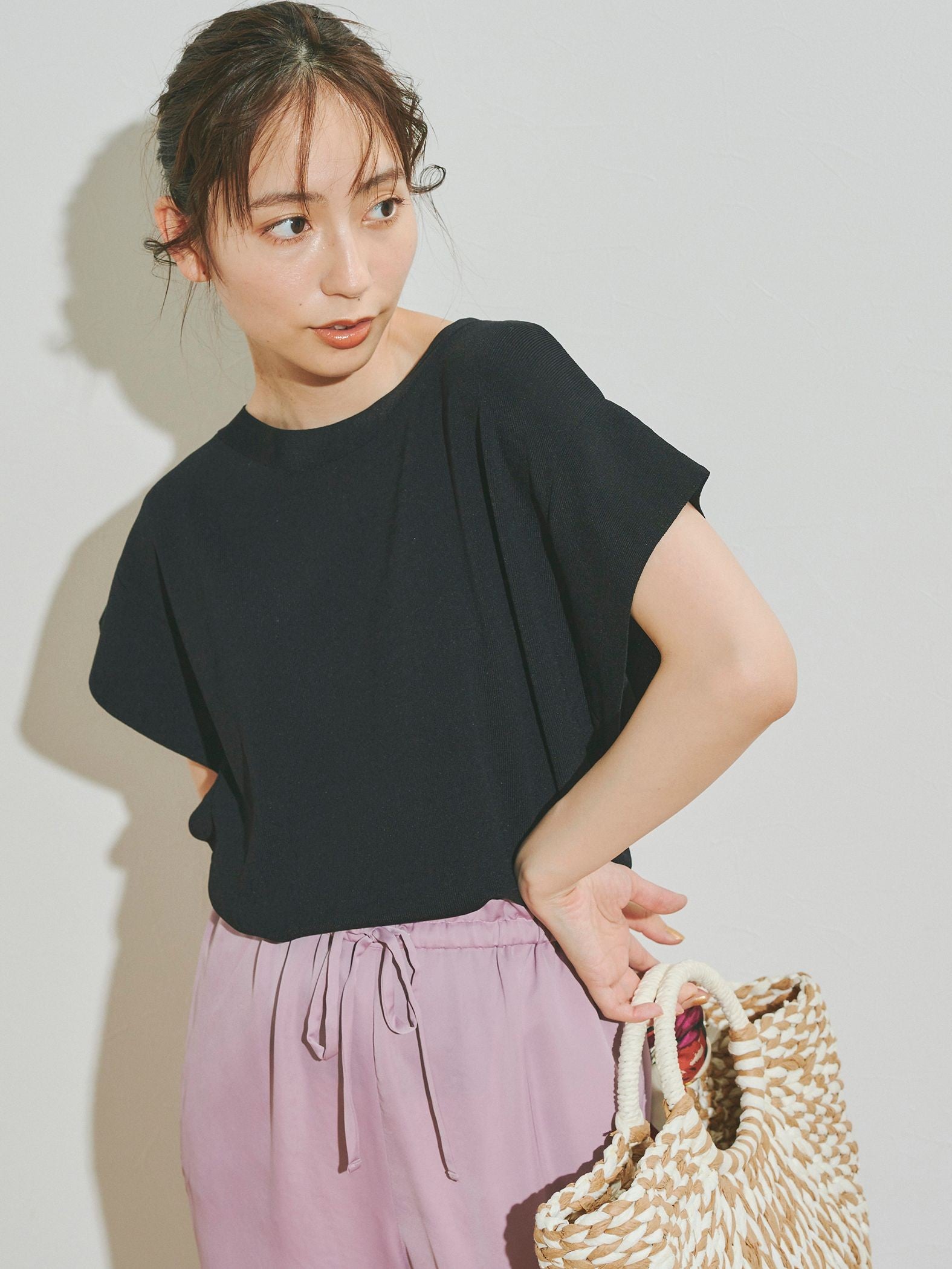 フレンチスリーブTシャツニット≪手洗い可能≫