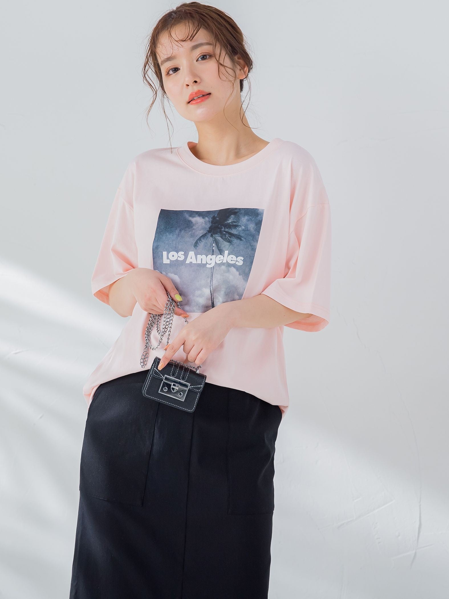 【畔勝遥さんコラボ商品】《unisex》Palm treeフォトプリントTシャツ《洗濯機で洗える》