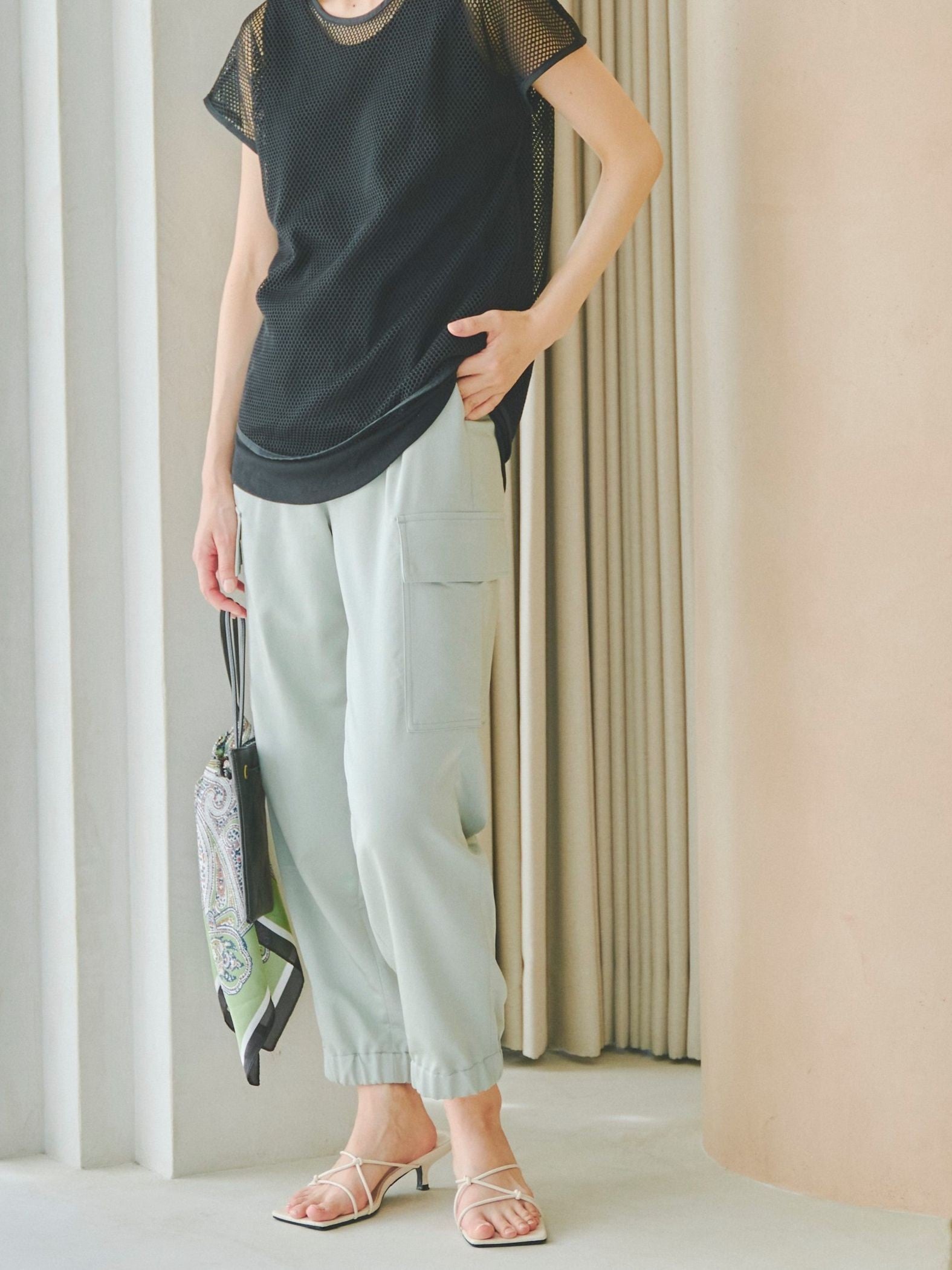 サテンカーゴパンツ≪洗濯機で洗える≫