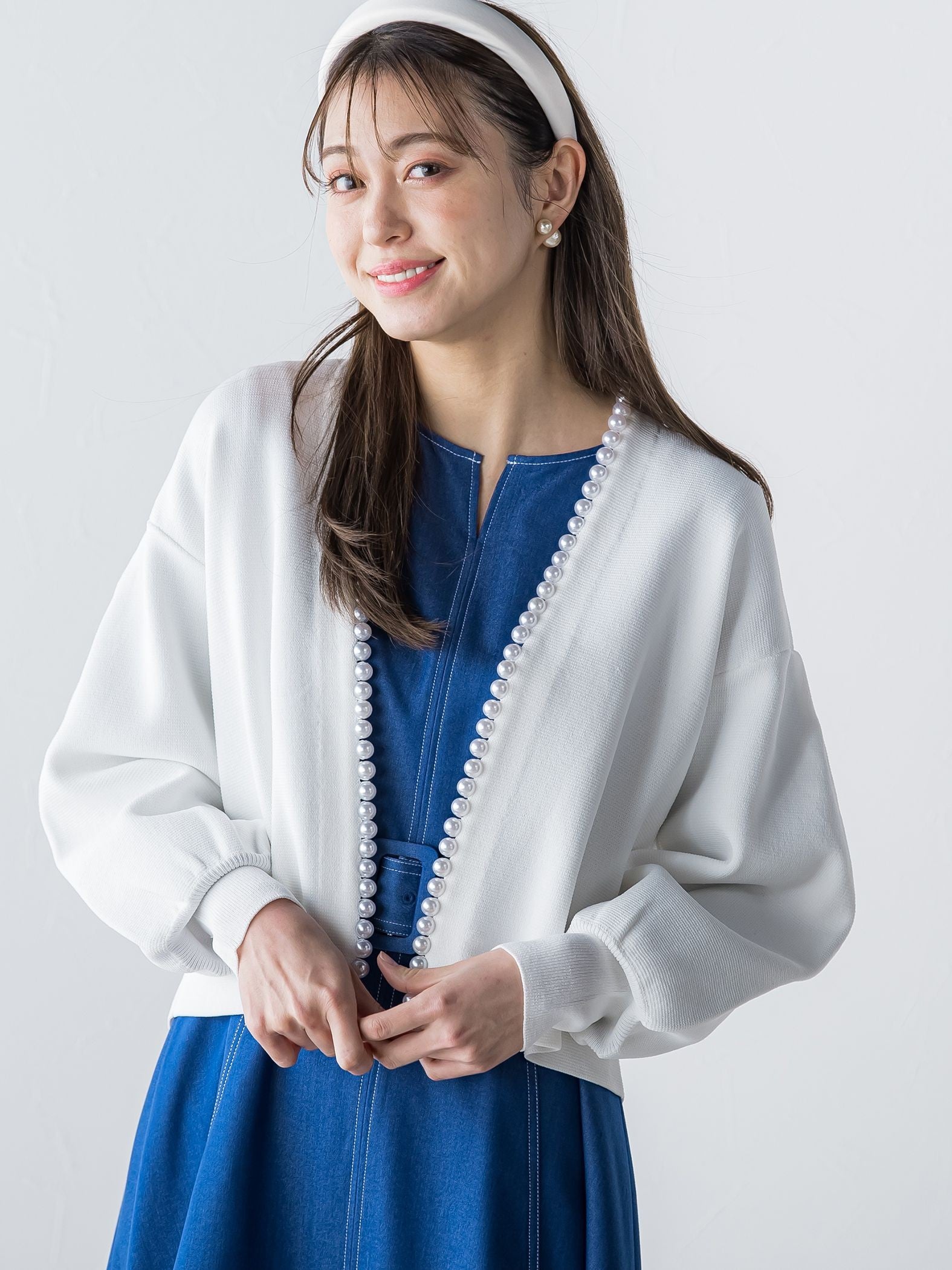 【大きいサイズ】パール付きボレロ《手洗い可能》