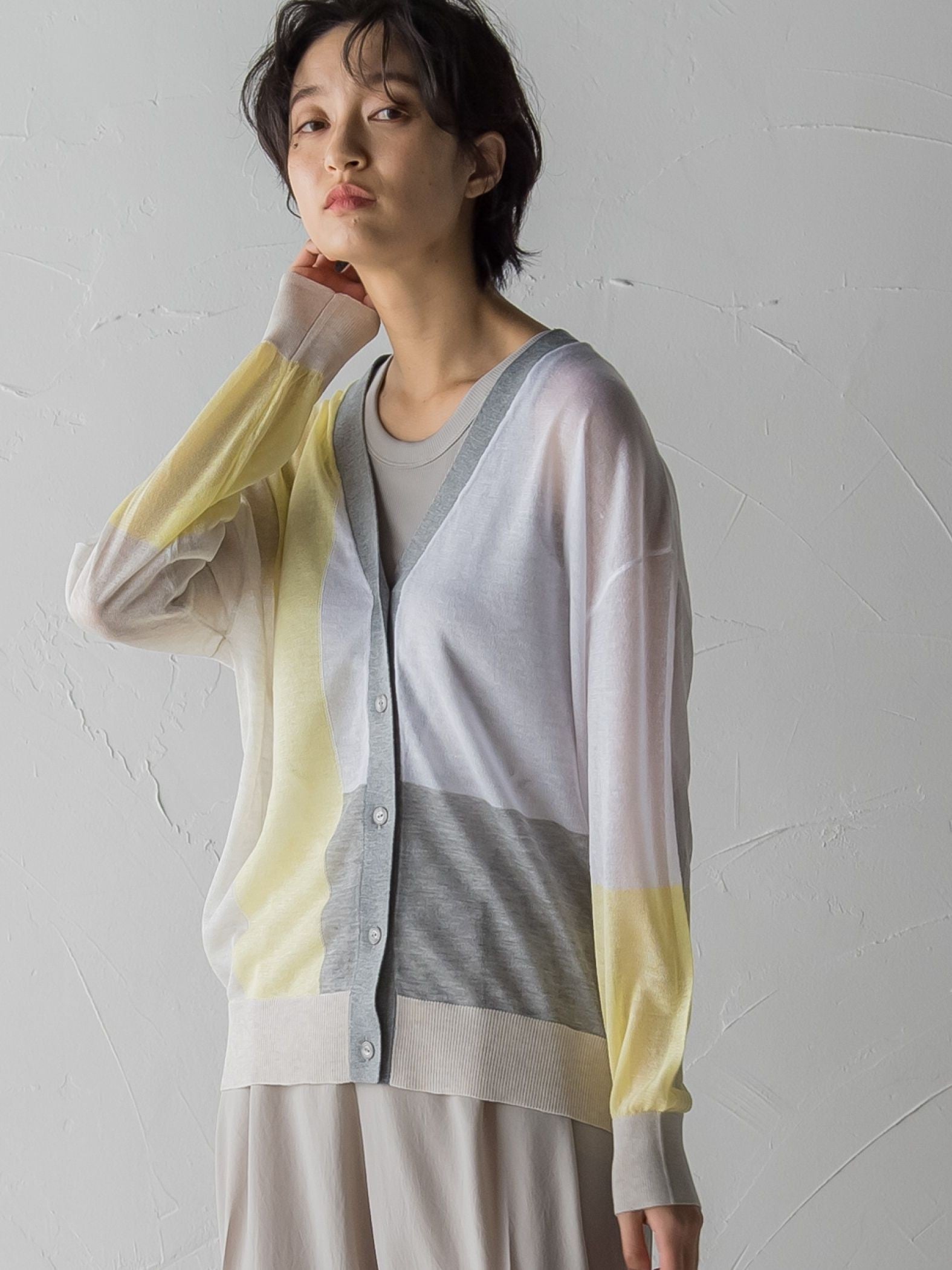 LEVITAブロッキングシアーカーディガン≪手洗い可能≫