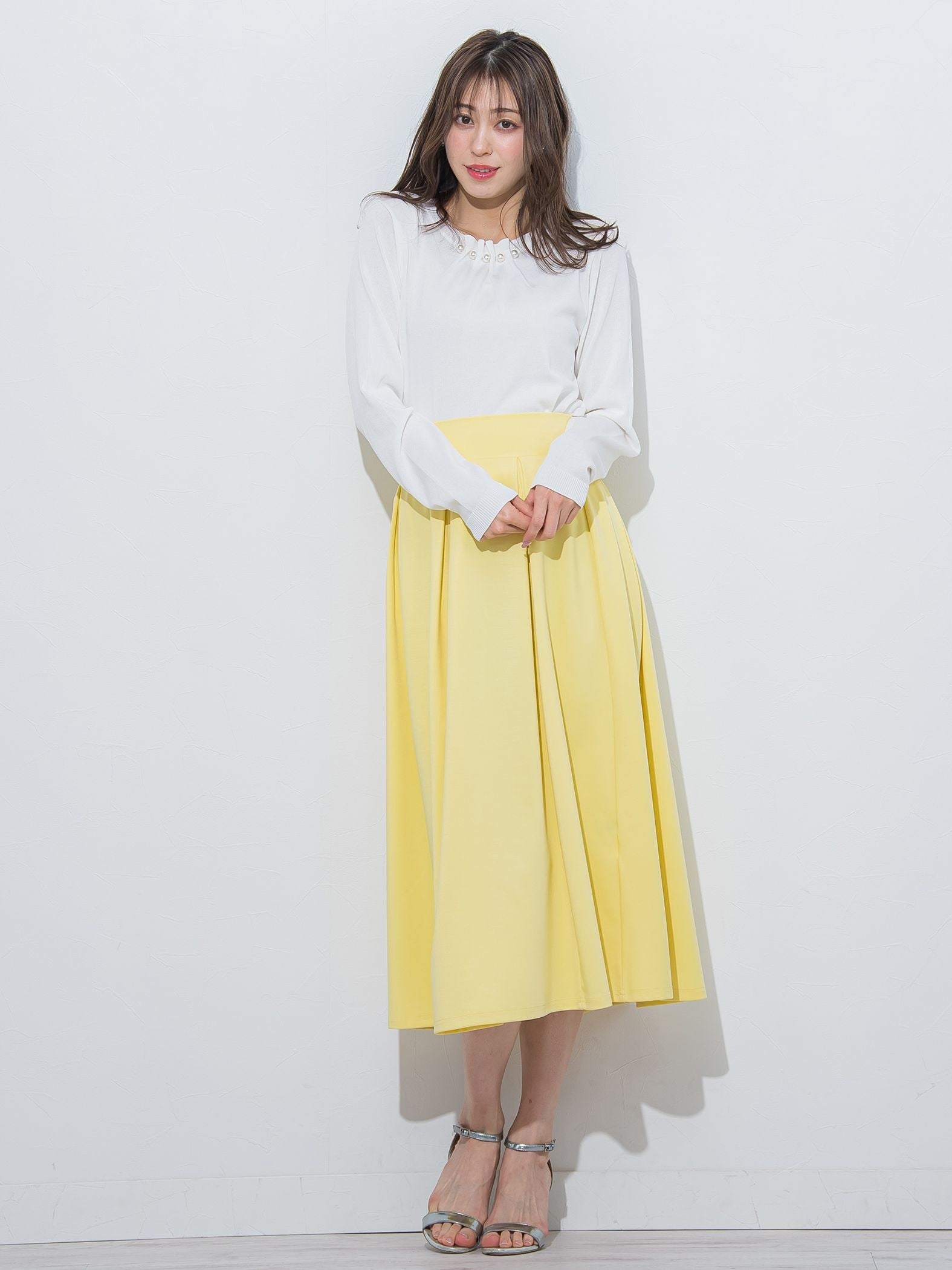 【WEB別注】パールネックニット《手洗い可能》