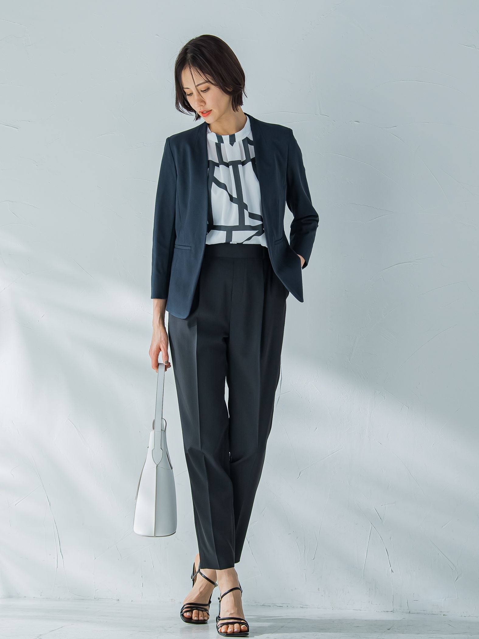 【Almight jacket】快適ノーカラージャケット≪接触冷感/透湿/ストレッチ/洗える≫
