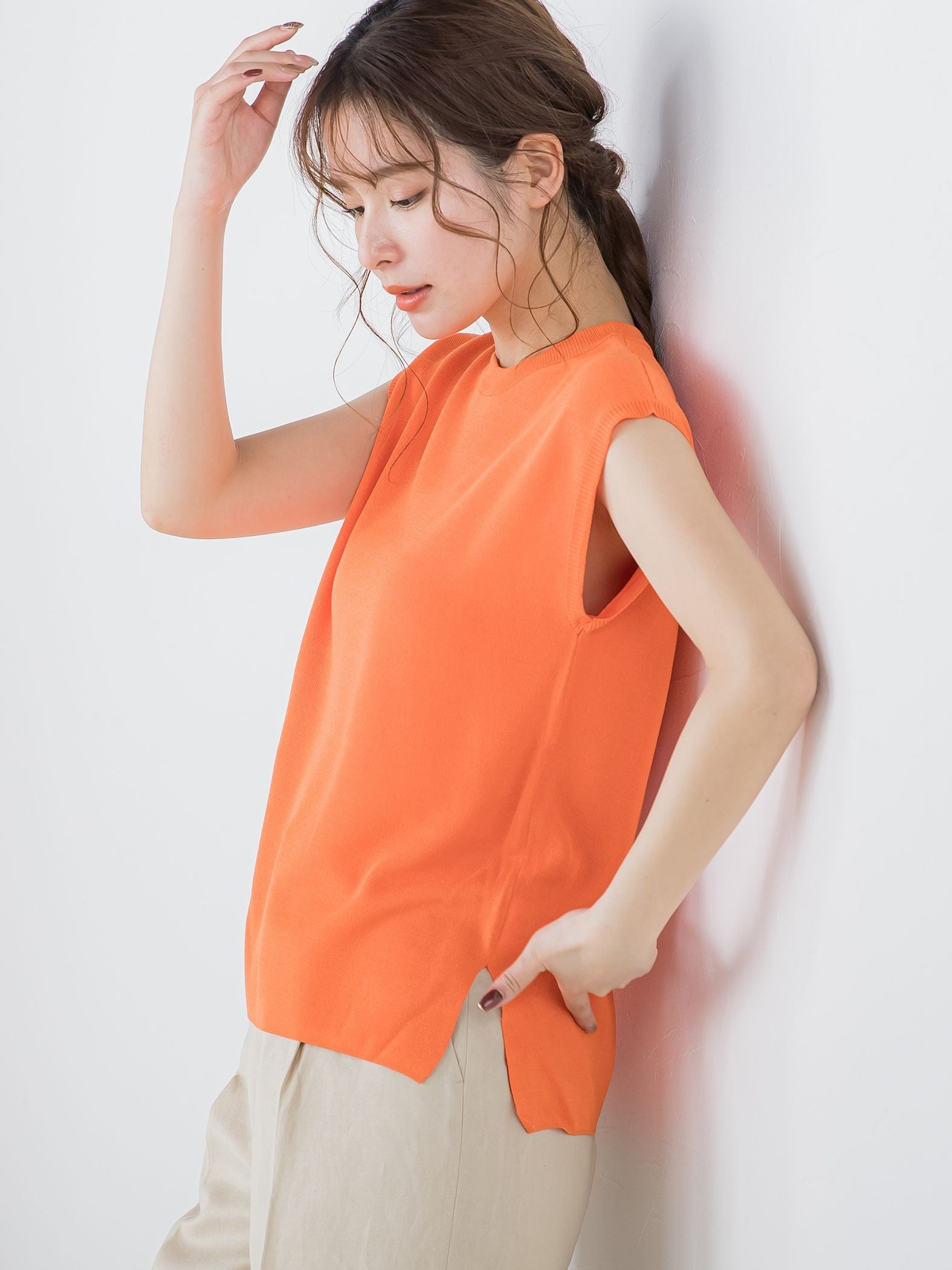 【ビッキー定番/新色登場!これからの夏に大活躍】麻タッチプルオーバー《手洗い可能》