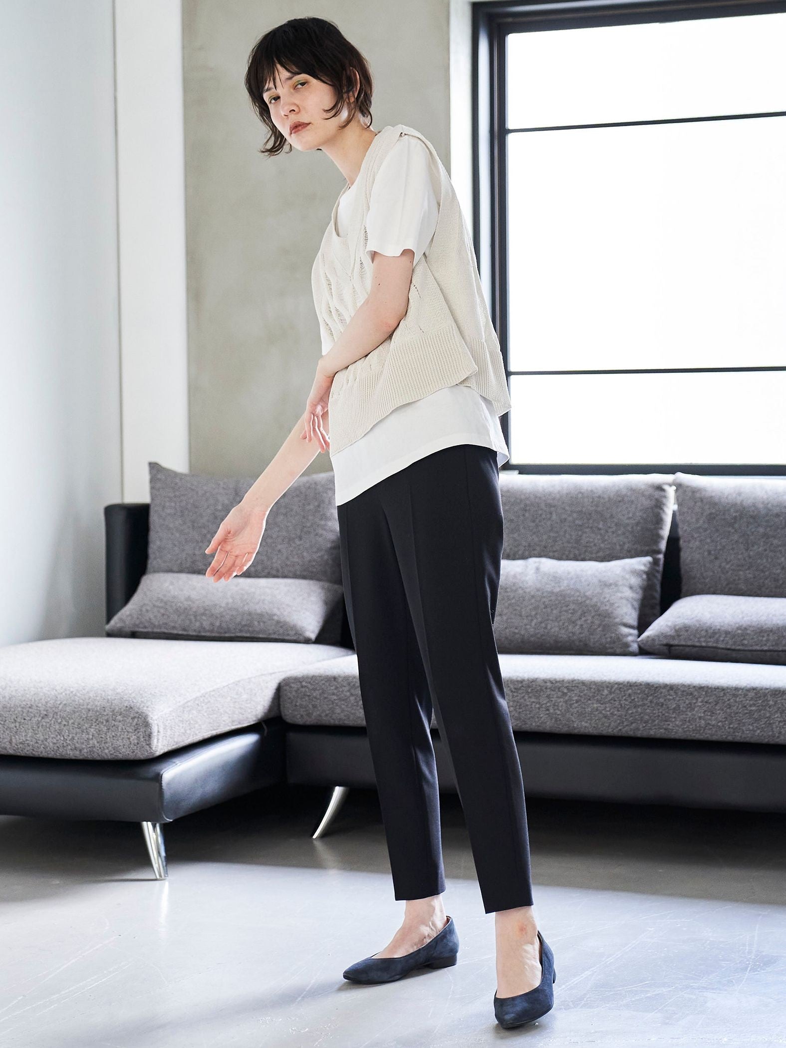 【大きいサイズ】【極】センタープレスがとれないパンツ≪洗濯機で洗える≫