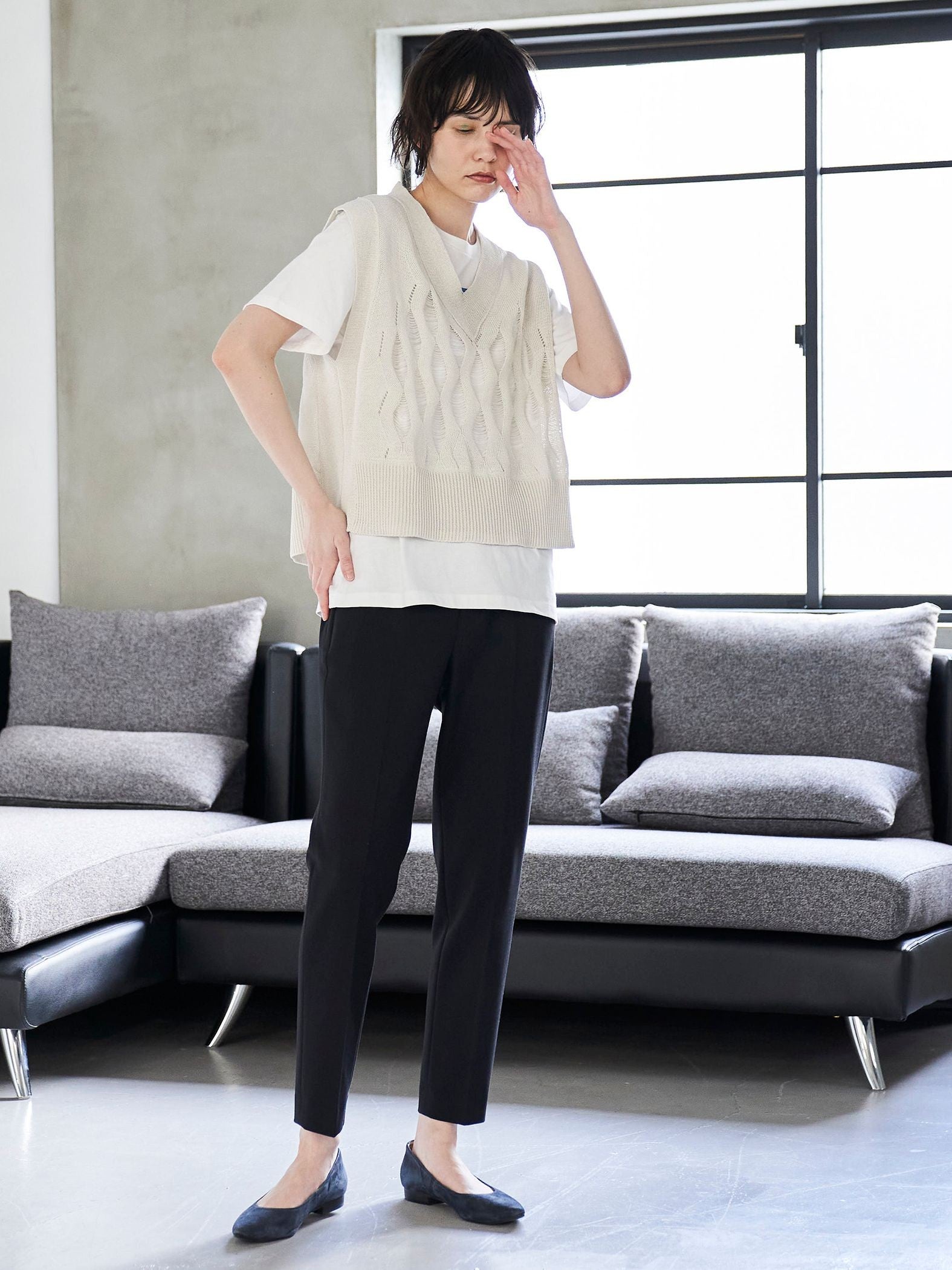 【大きいサイズ】【極】センタープレスがとれないパンツ≪洗濯機で洗える≫