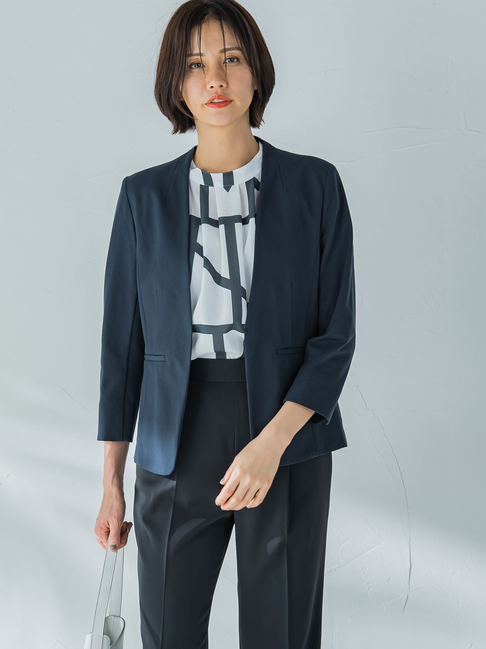 【Almight jacket】快適ノーカラージャケット≪接触冷感/透湿/ストレッチ/洗える≫
