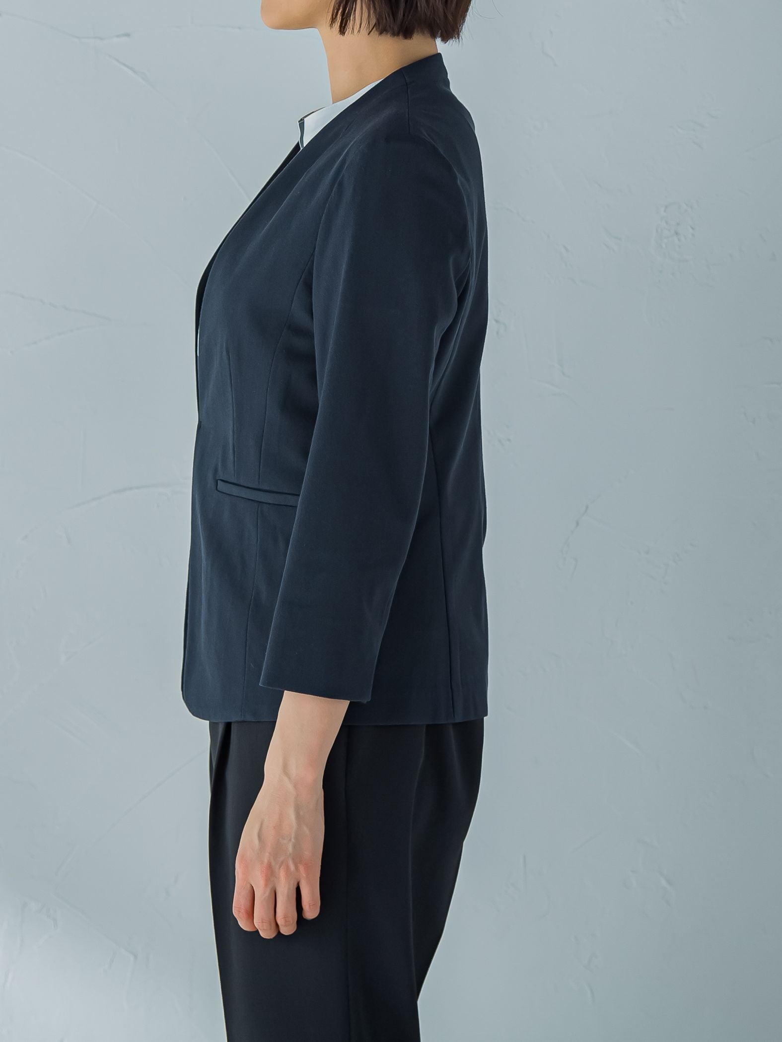 【Almight jacket】快適ノーカラージャケット≪接触冷感/透湿/ストレッチ/洗える≫
