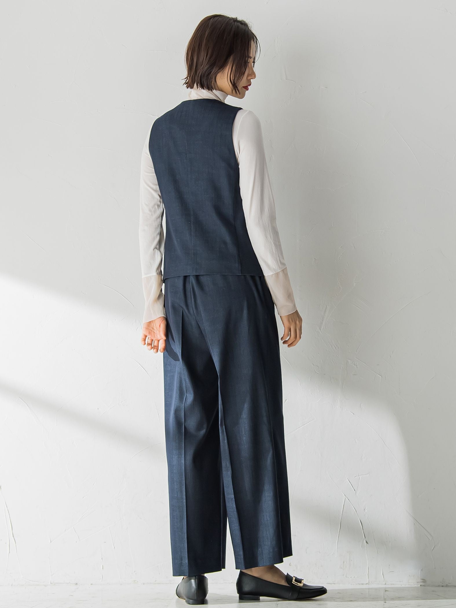 【おとなデニム】サスペンダー付きワイドパンツ≪洗える≫