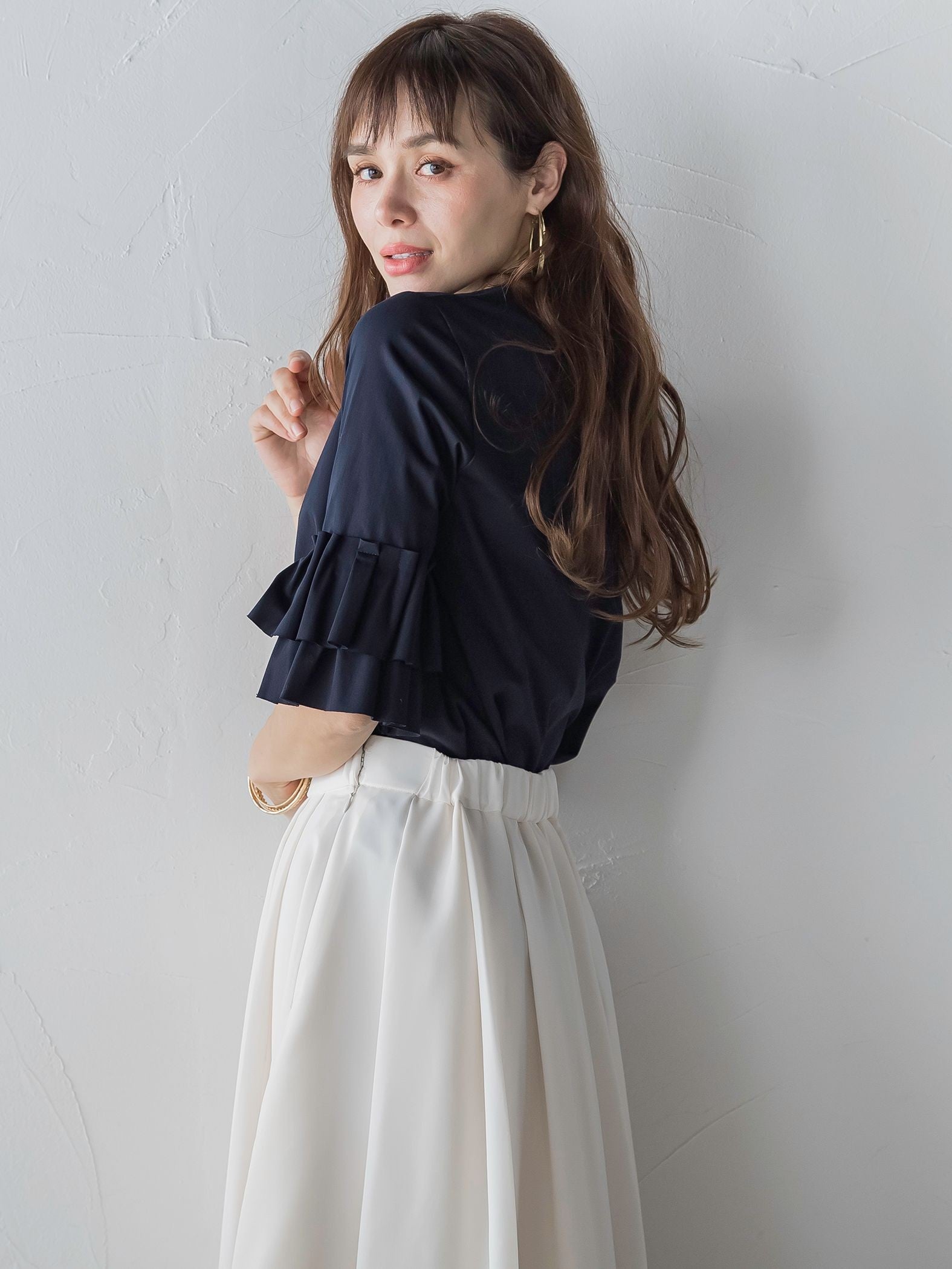 【WEB別注カラーあり】ティアードスリーブプルオーバー≪洗濯機で洗える≫