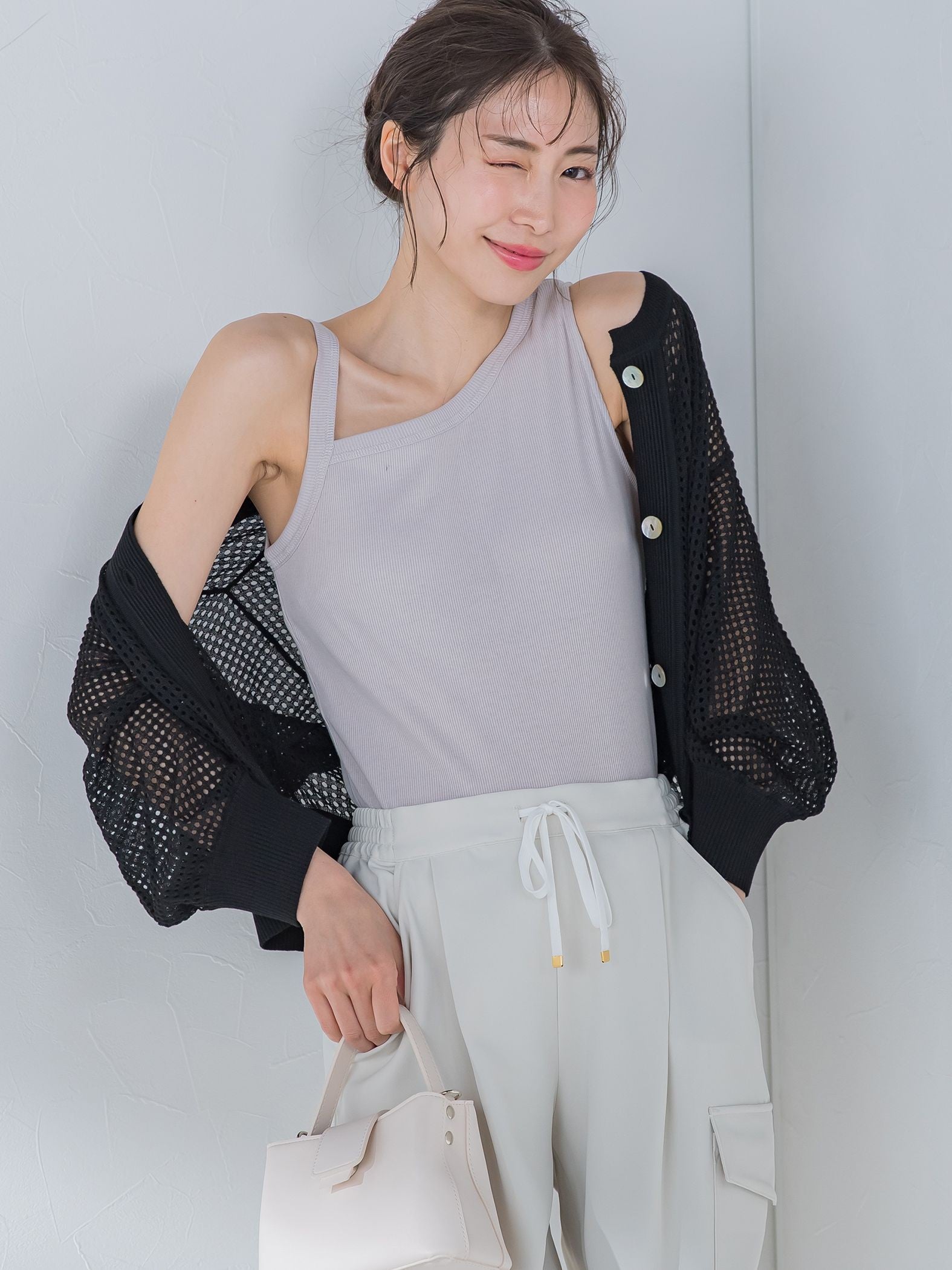 【大人女子のための優秀タンク】パット付アシメリブ《洗濯機で洗える》