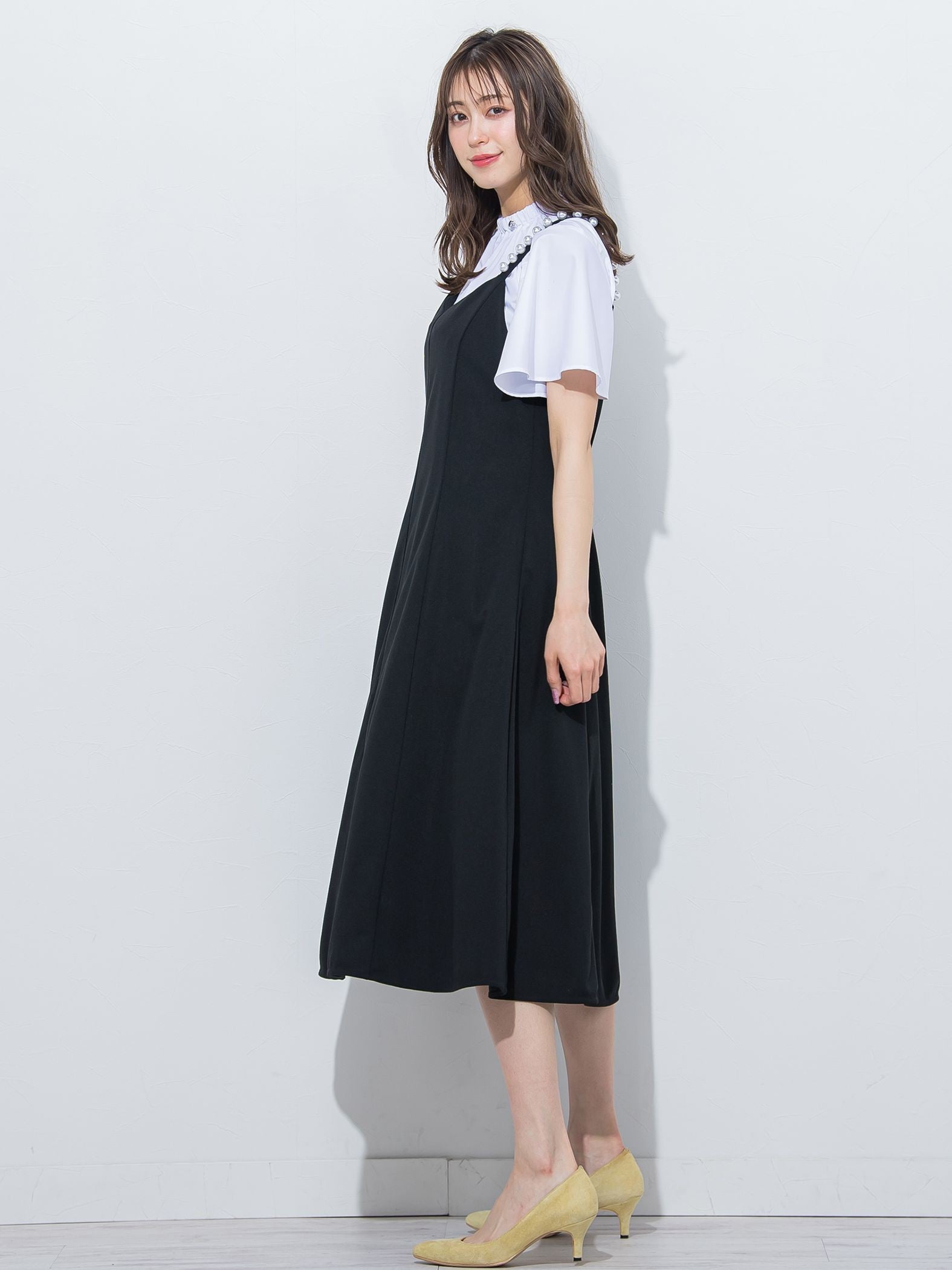 【大きいサイズ】パールキャミワンピース≪手洗い可能≫