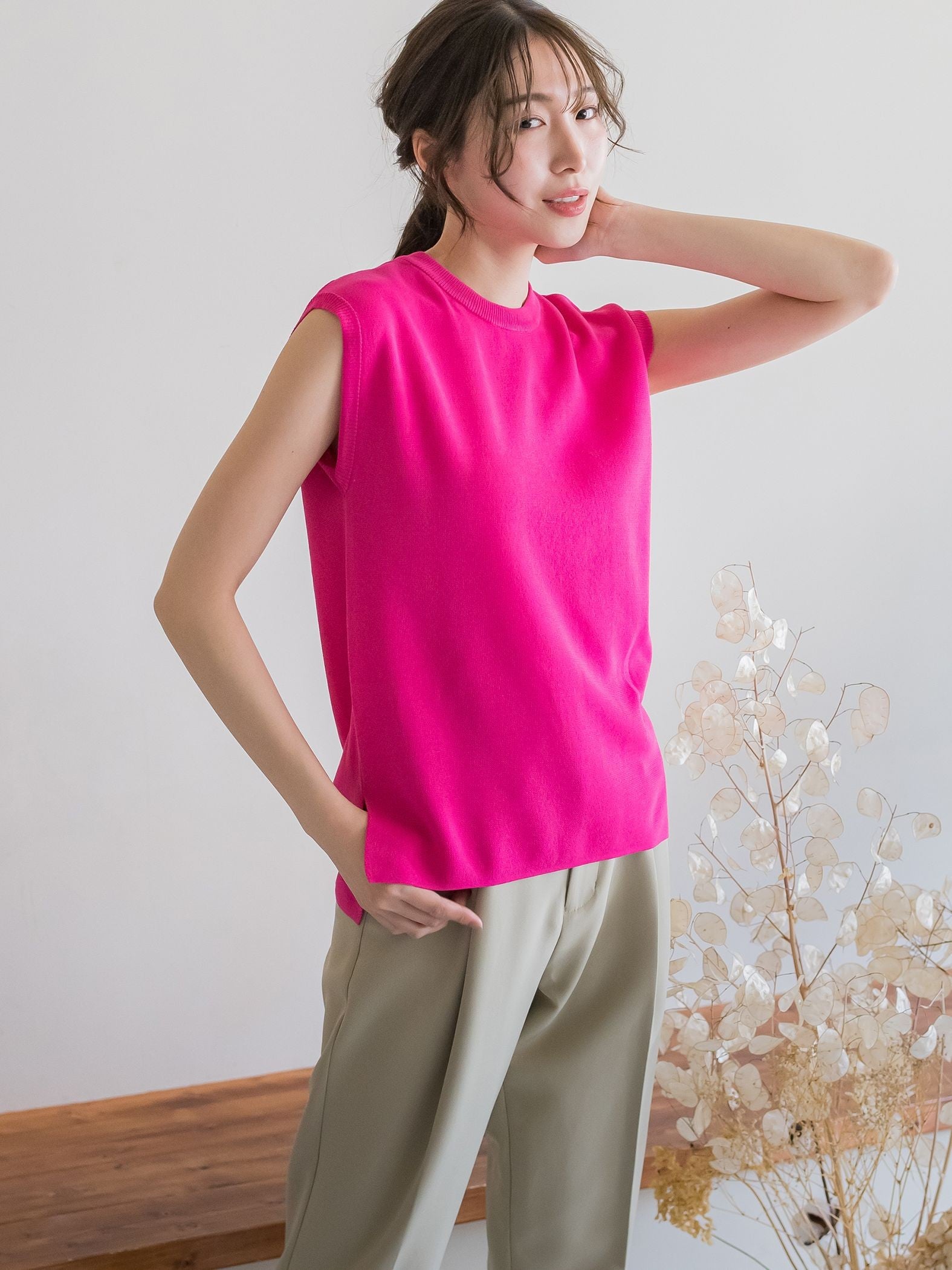 【ビッキー定番/新色登場!これからの夏に大活躍】麻タッチプルオーバー《手洗い可能》