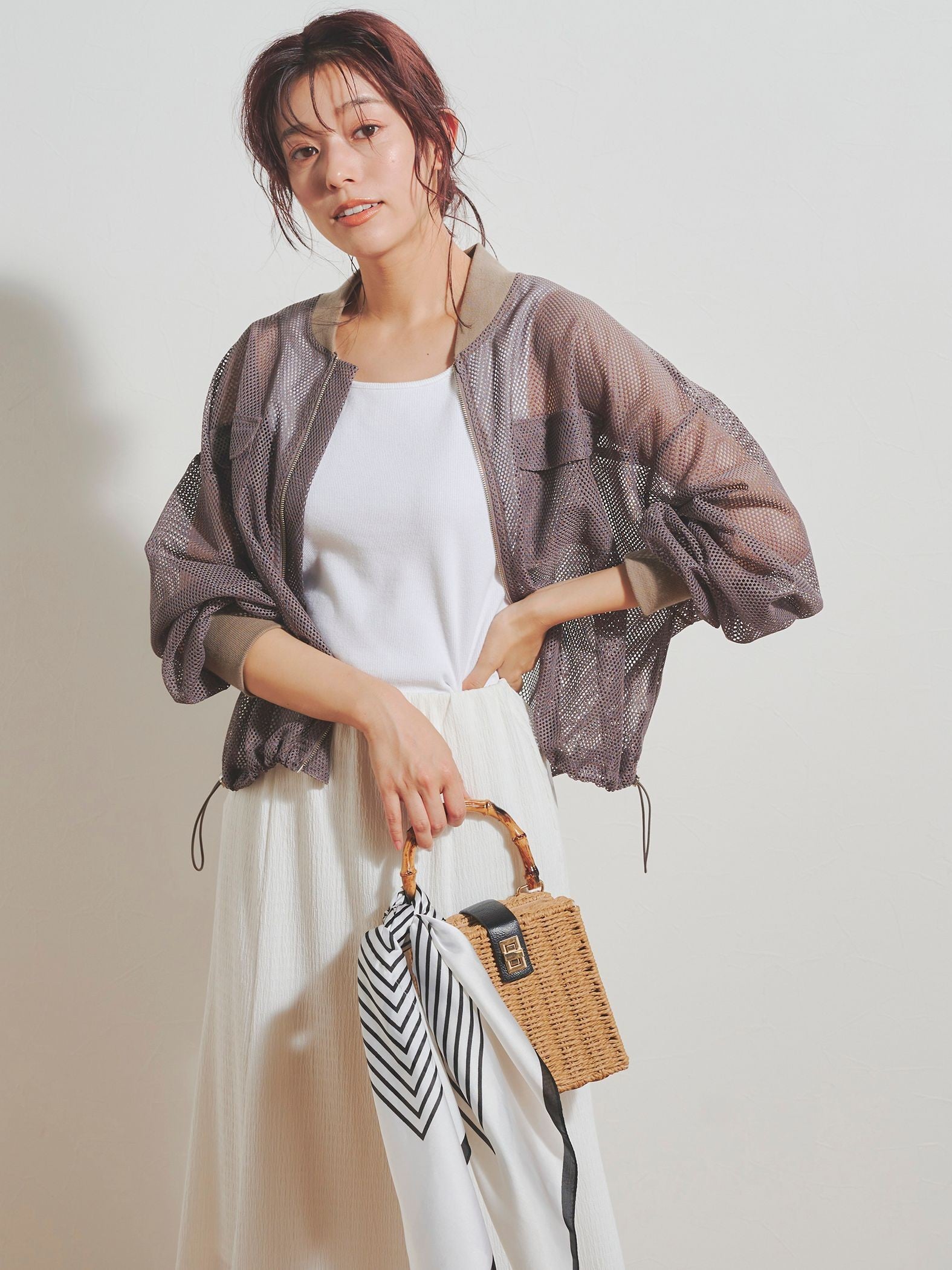 ショート丈メッシュブルゾン≪手洗い可能≫
