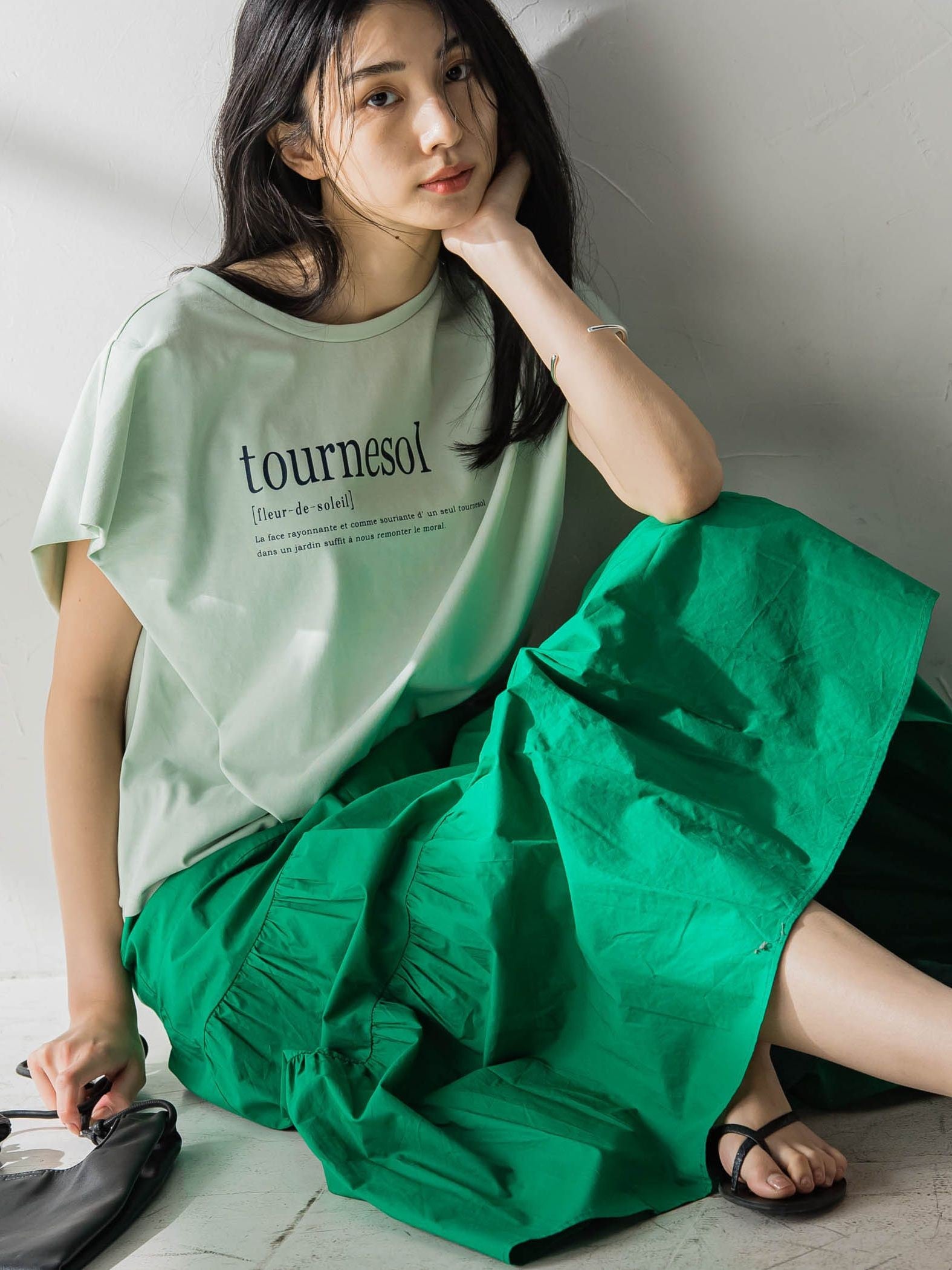 プレーティングタックプリントTシャツ≪洗濯機で洗える≫
