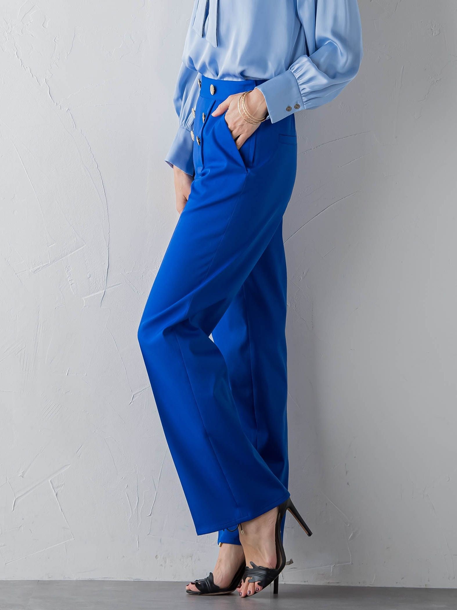 【ECOBLUE】タスランストレッチワイドパンツ≪洗濯機で洗える≫