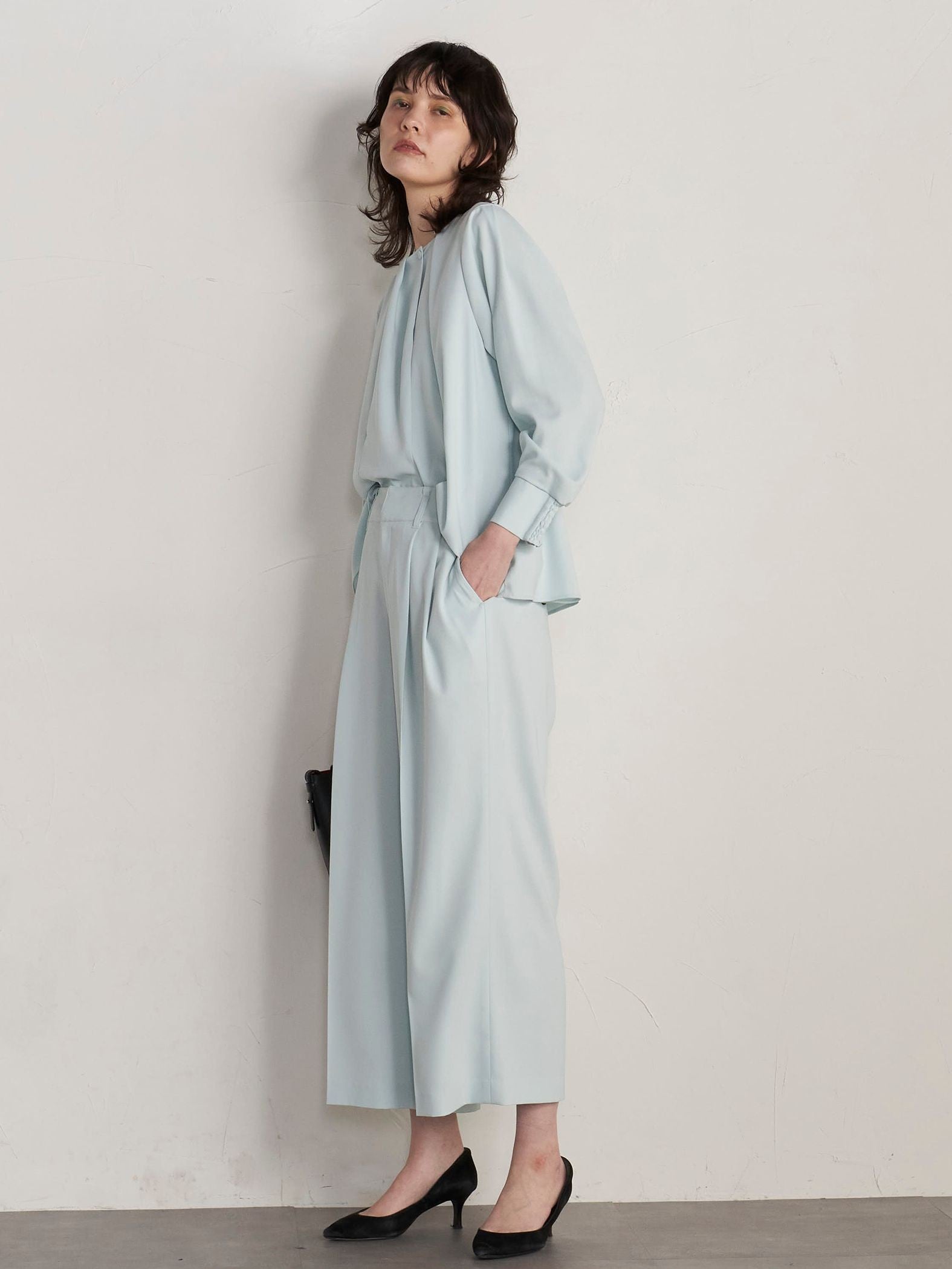 【大きいサイズ】【ECOBLUE】ストレッチブラウス≪洗濯機で洗える≫