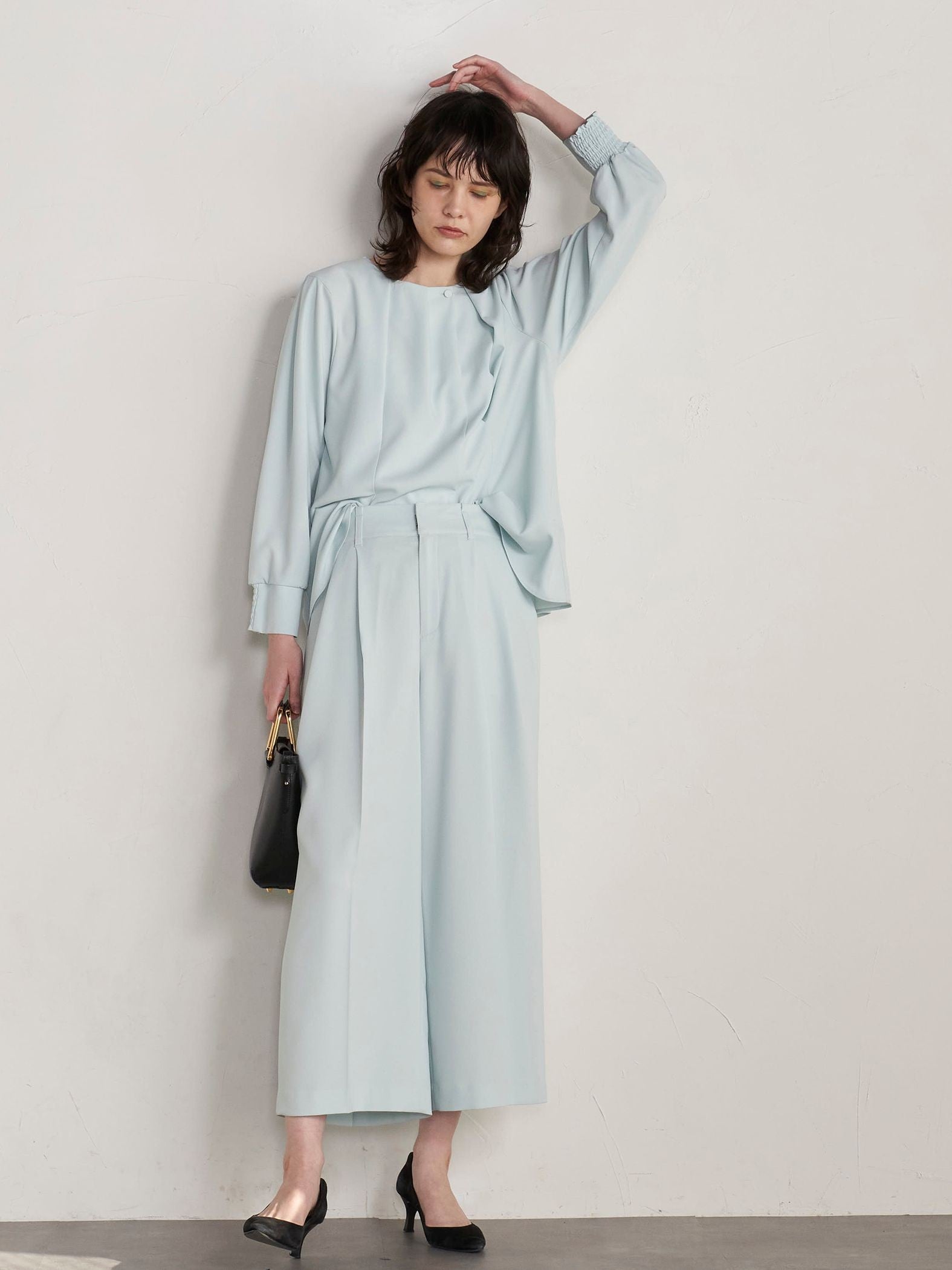 【大きいサイズ】【ECOBLUE】ストレッチブラウス≪洗濯機で洗える≫