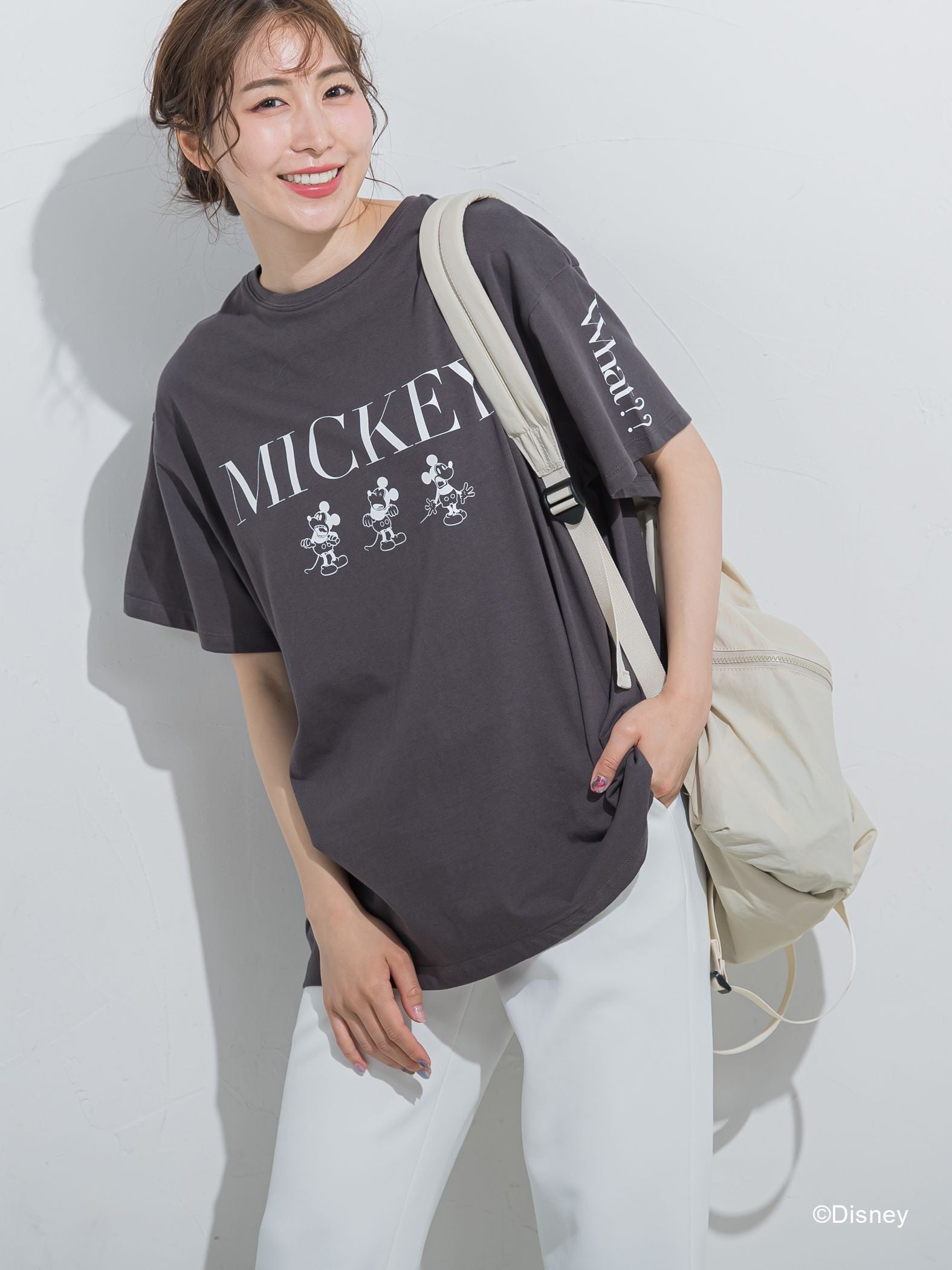 【DISNEY/ディズニー ミッキーマウス】MICKEYオーバーサイズTシャツ《洗濯機で洗える》