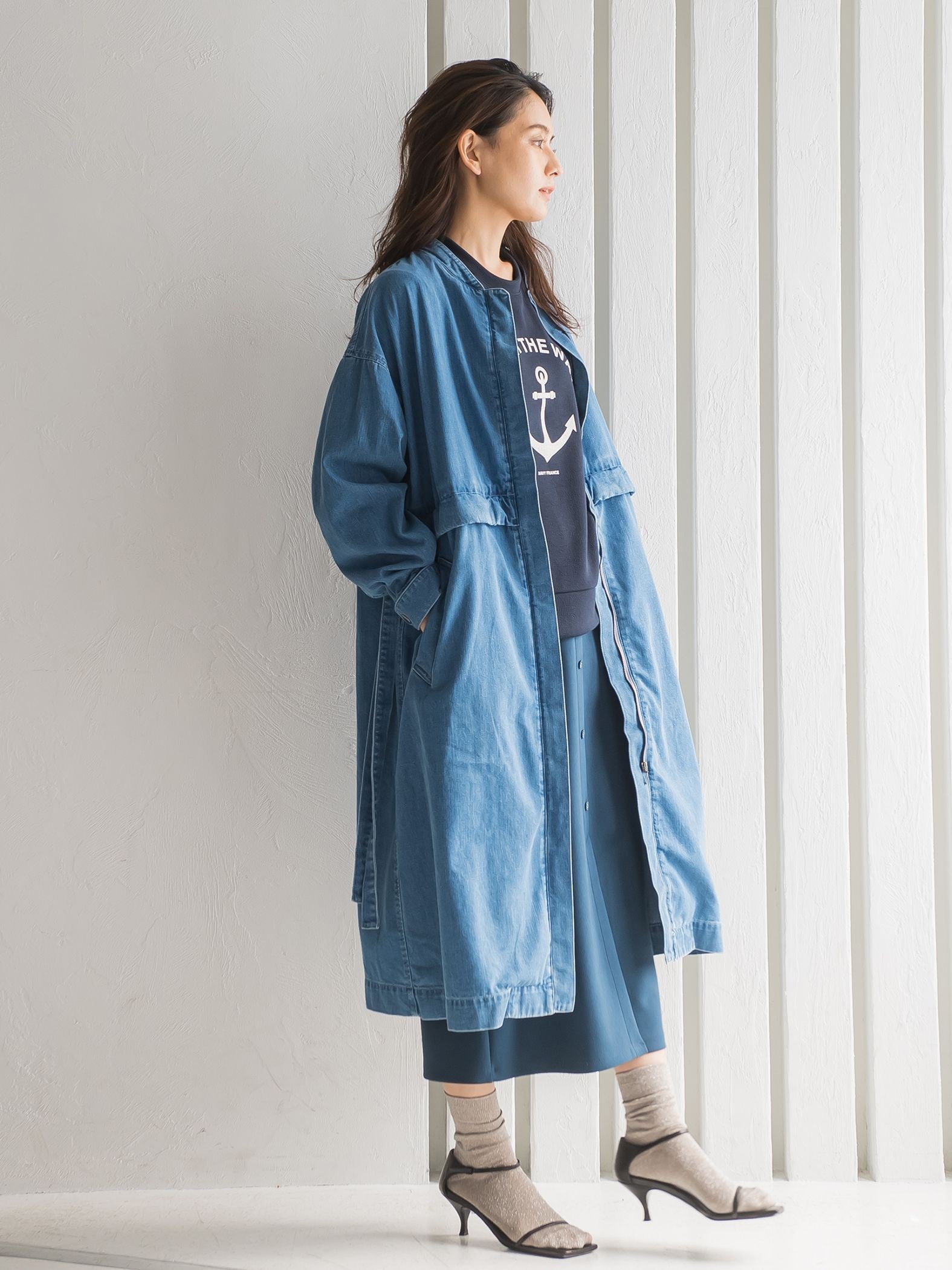 ロングブルゾンデニムコート≪手洗い可能≫