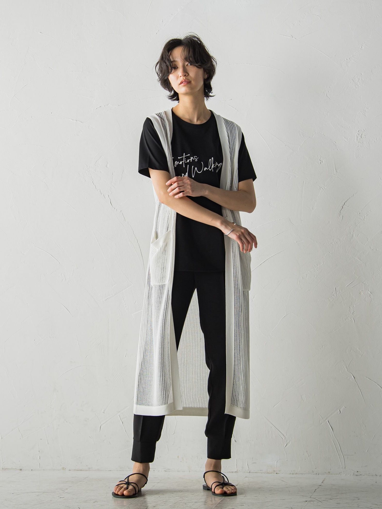 メッシュロングジレ≪手洗い可能≫