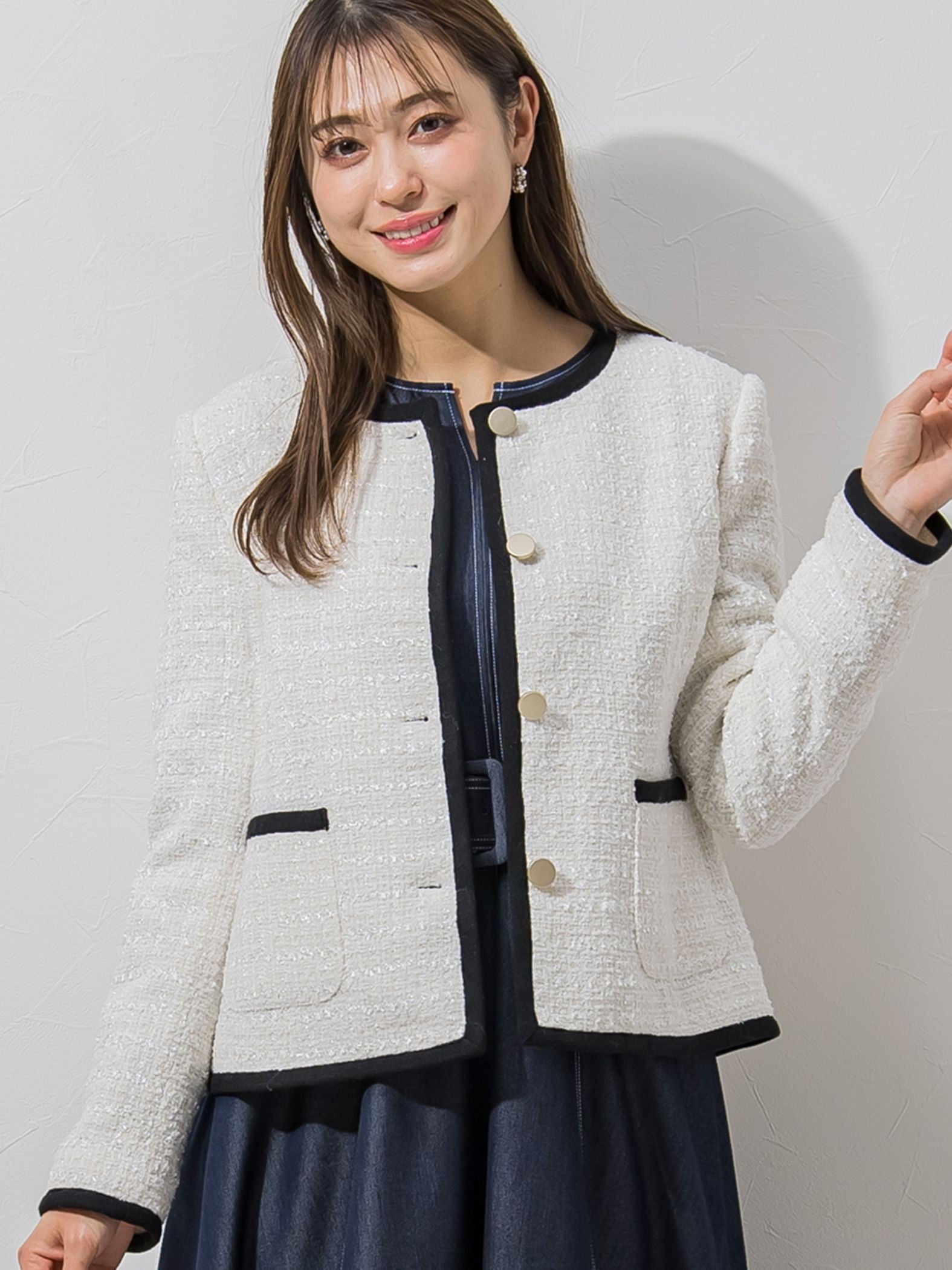 【WEB別注】配色ツィードパイピングジャケット