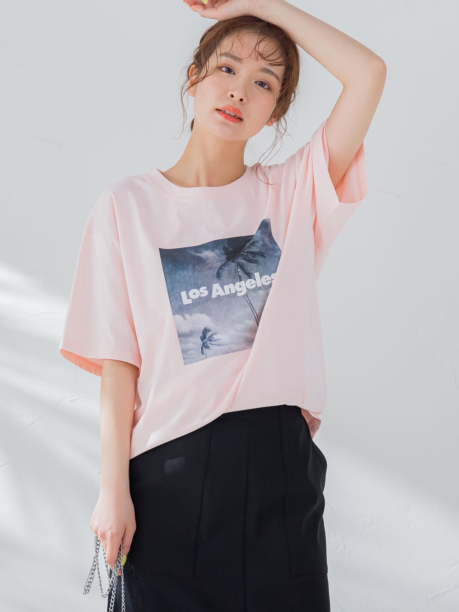 【畔勝遥さんコラボ商品】《unisex》Palm treeフォトプリントTシャツ《洗濯機で洗える》