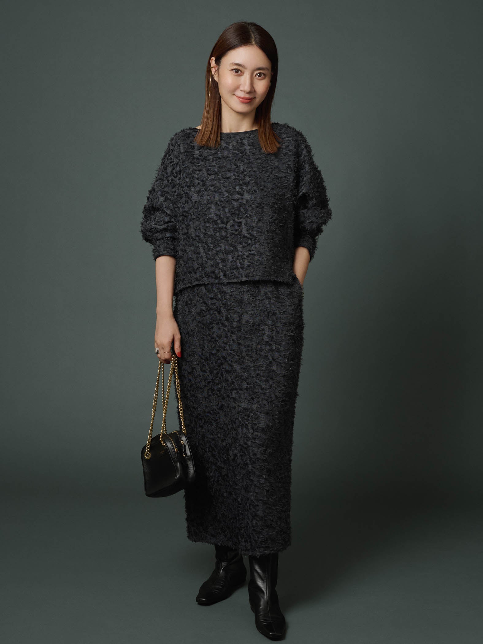 【コラボ商品】エディター東原妙子 × LAUTREAMONT /フェザージャガードタイトスカート