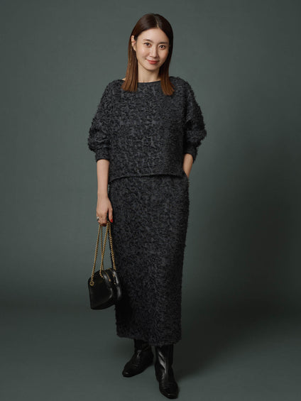 【コラボ商品】エディター東原妙子 × LAUTREAMONT /フェザージャガードタイトスカート