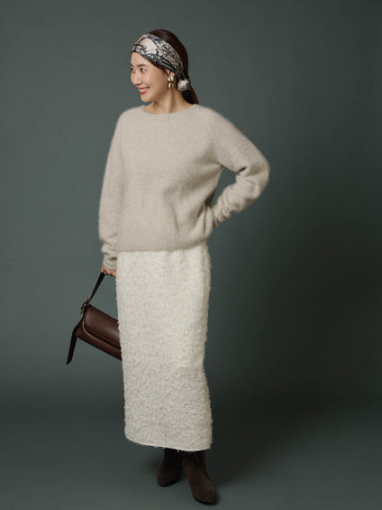 【コラボ商品】エディター東原妙子 × LAUTREAMONT /フェザージャガードタイトスカート