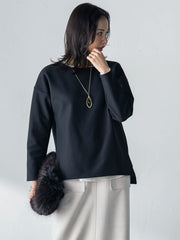 【WEB限定】裏毛布クルーネックプルオーバー≪毛玉防止・ストレッチ≫