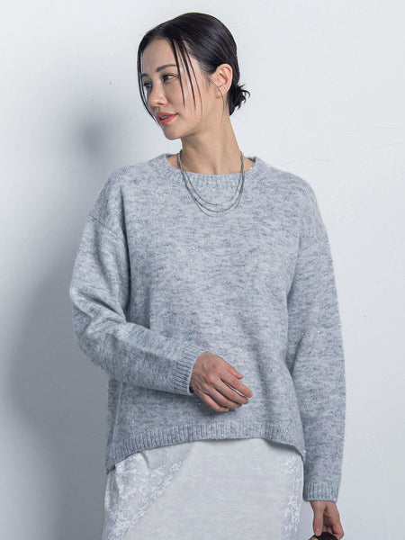 スパンコールクルーネックニット≪洗える≫