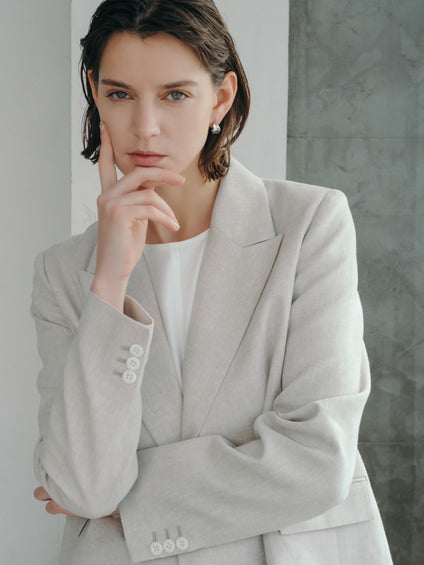 【カタログ掲載】クラシックポリリネンヘリンボンジャケット≪手洗い≫