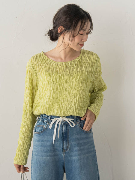 【WEB限定】フリルジャガードクルーネックプルオーバー