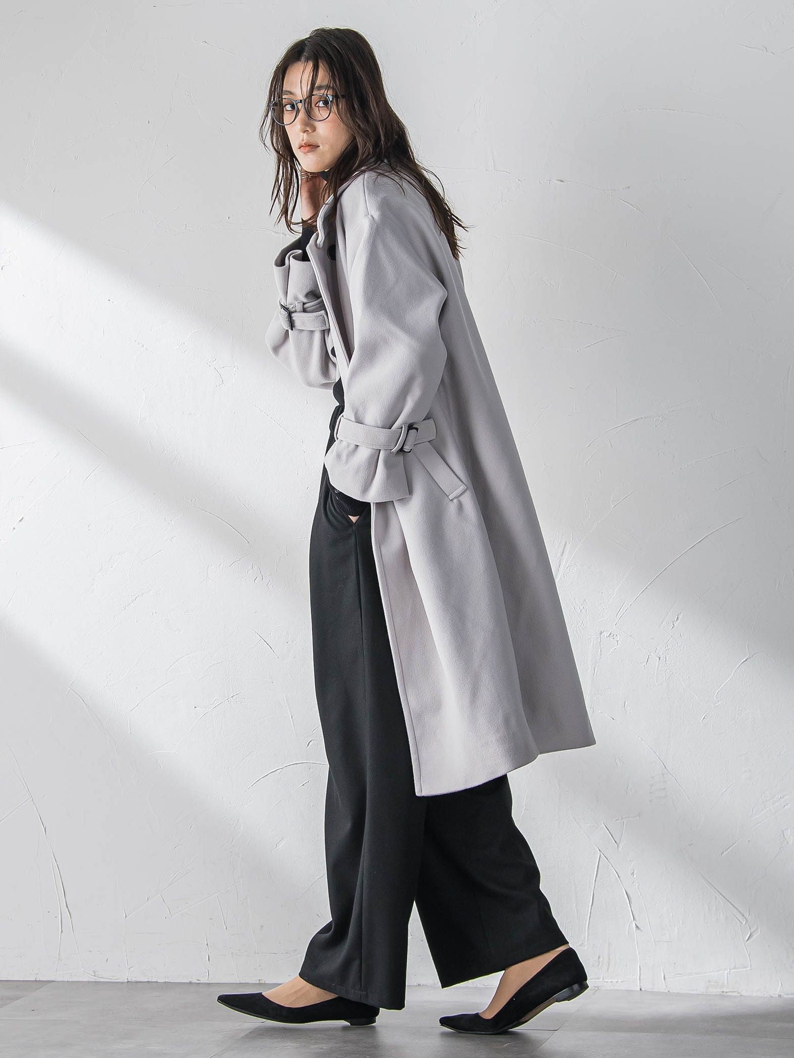 フェイクウールスタンドカラーコート