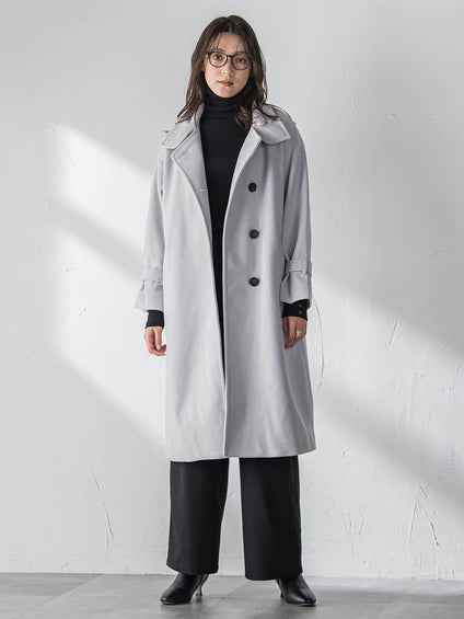 フェイクウールスタンドカラーコート