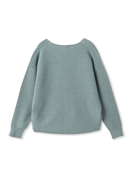 Vネックラメガーターニットプルオーバー≪手洗い可能≫