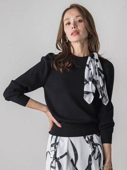 トゥシューズスカーフ付きニット