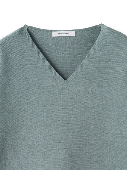 Vネックラメガーターニットプルオーバー≪手洗い可能≫