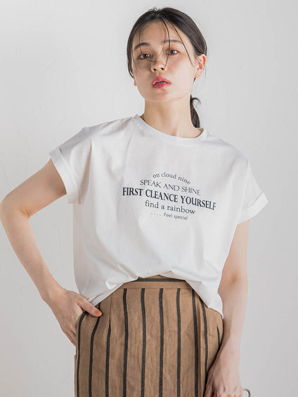 【WEB限定】ドライタッチコットン英文ロゴT≪洗濯機で洗える≫