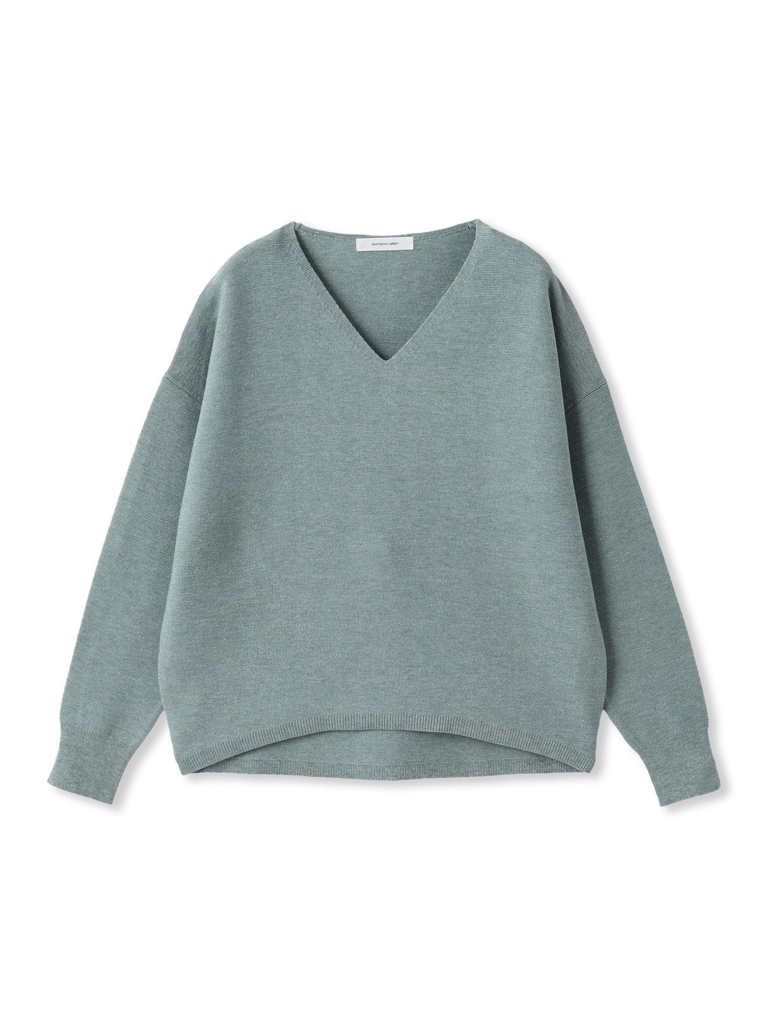 Vネックラメガーターニットプルオーバー≪手洗い可能≫