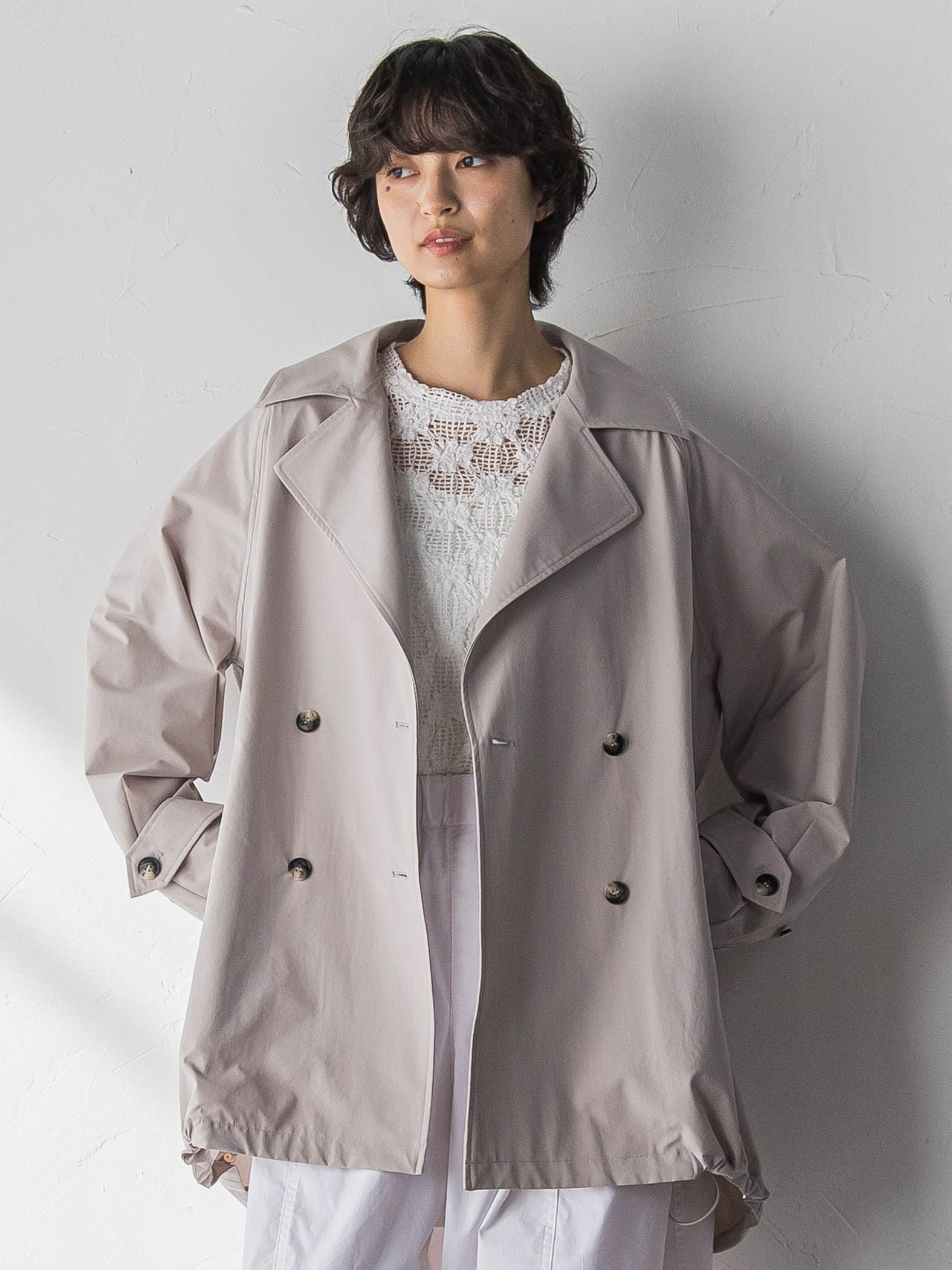 撥水オーバーミドルトレンチコート≪手洗い可能≫