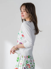 【KEITA KAWASAKI × Viaggio Bluコラボ】リリー刺繍カーディガン