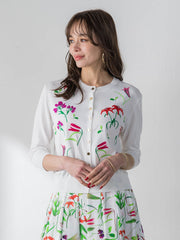 【KEITA KAWASAKI × Viaggio Bluコラボ】リリー刺繍カーディガン