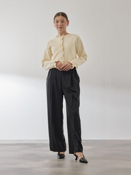 スポンディッシュニットフリルカーディガン≪手洗い可能≫