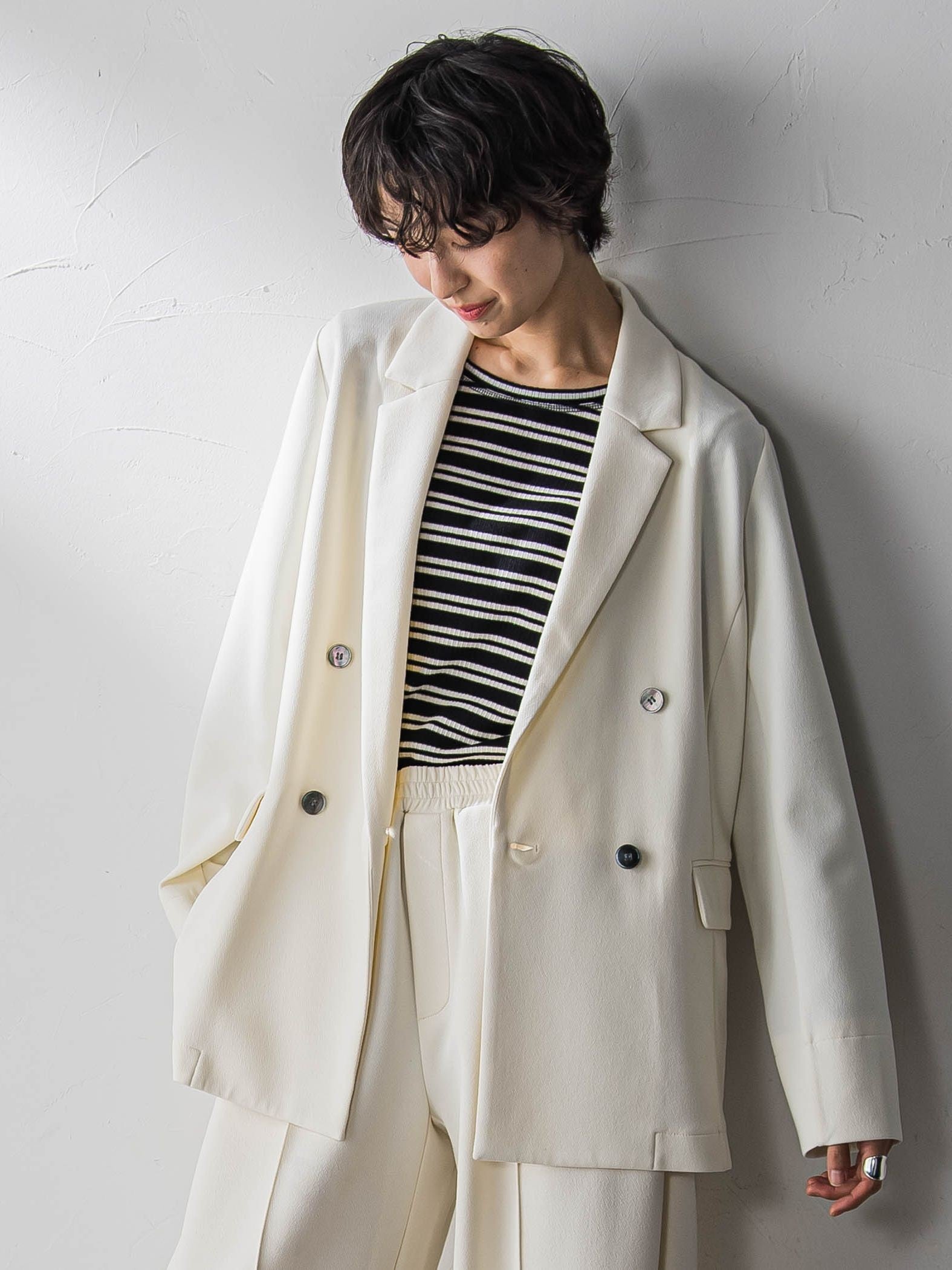 【えらべるSET UP】叶えるダブルブレストジャケット≪手洗い可能≫