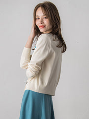 【新色追加】ボタニカルモチーフ刺繍カーディガン