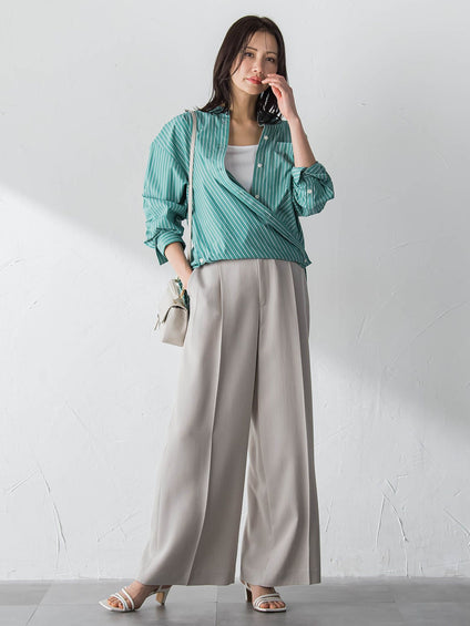 コットンポプリン2WAYストライプシャツ