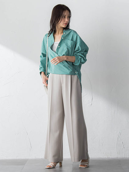 コットンポプリン2WAYストライプシャツ