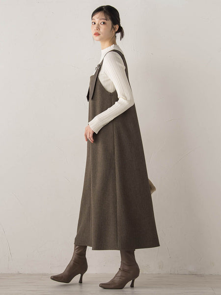 ミックスツイード×レザーライクジャンスカ≪洗濯機で洗える≫